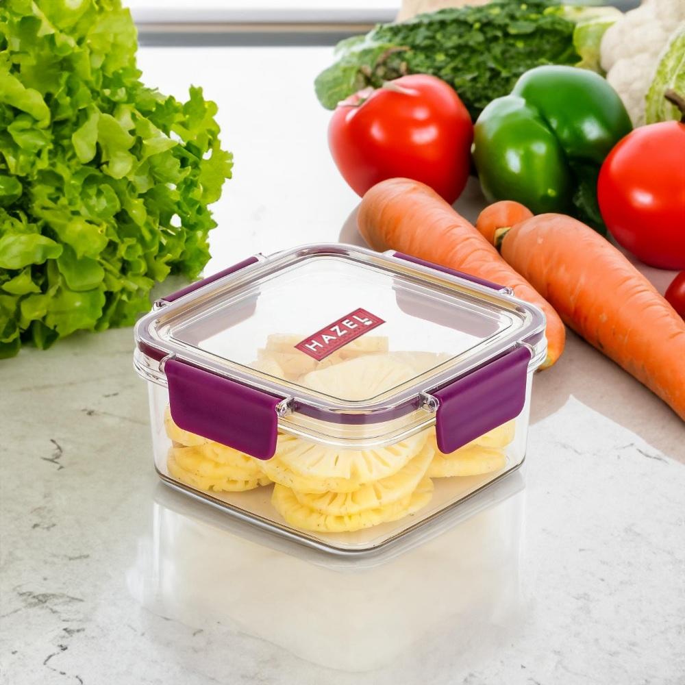 HAZEL Plastic Square Airtight Leak-Proof Microwave-Safe Container Dabba 1000ml