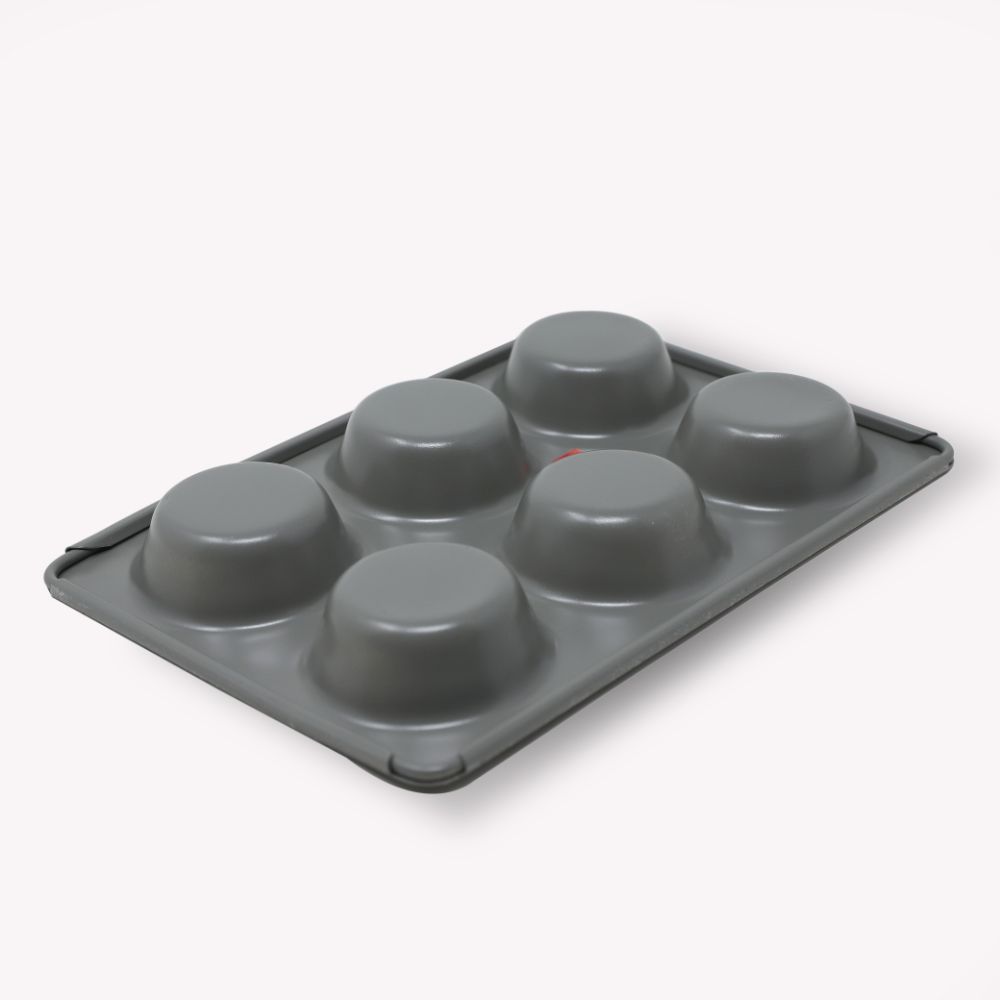HAZEL Alfa Heavy Gauge Preimium Aluminium Granite Finish Non Stick Microwave Safe Muffin Tray, Grey
