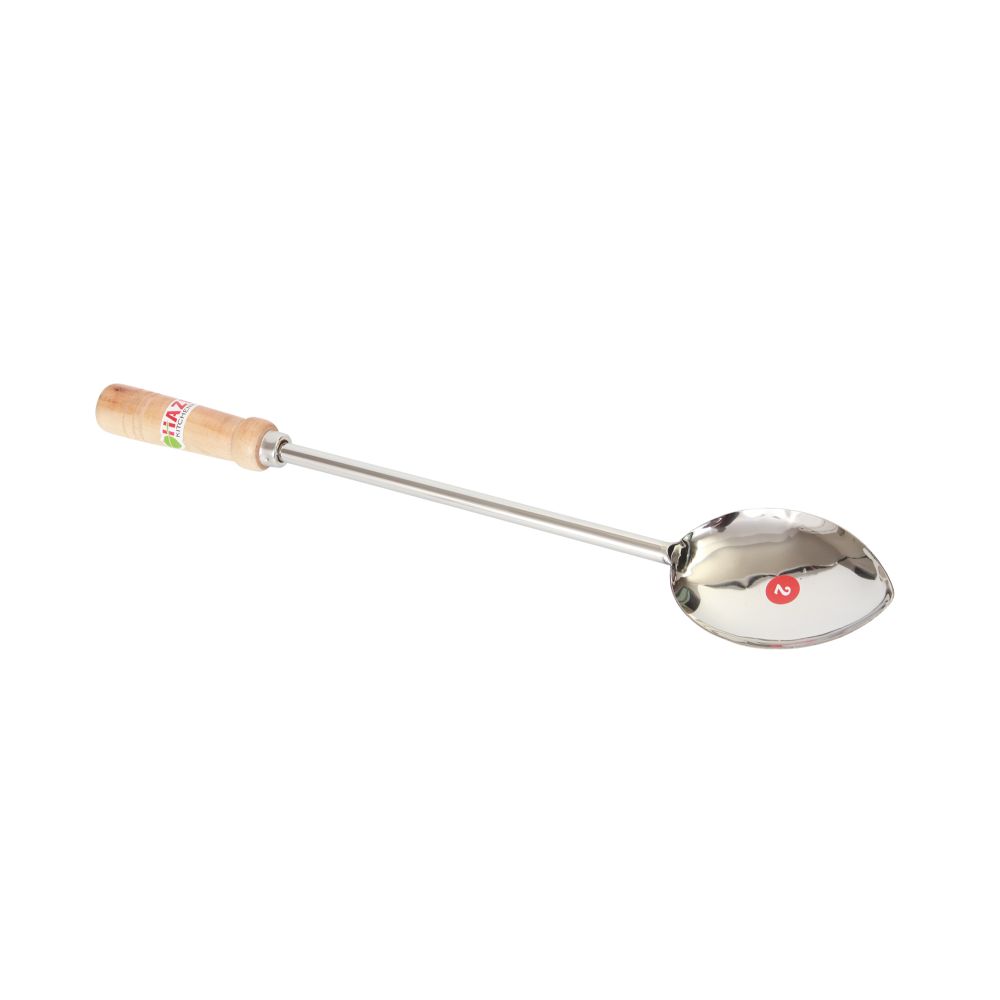 HAZEL Stainless Steel Spatula Wooden Handle 52 cm, Silver