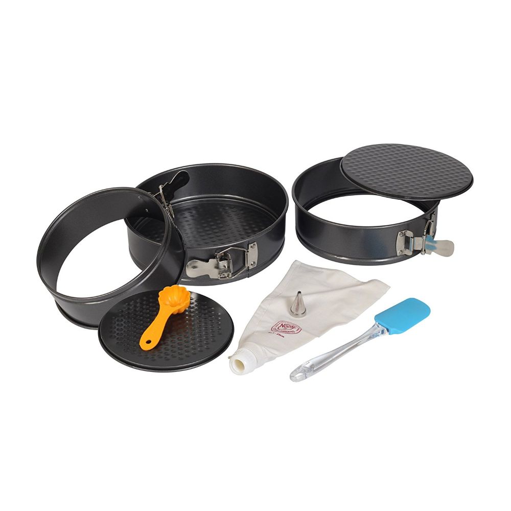 HAZEL Round Cake Mould Springform Coated + Spatula + Icing Bag Nozzle + Scoop 7 Pc Set