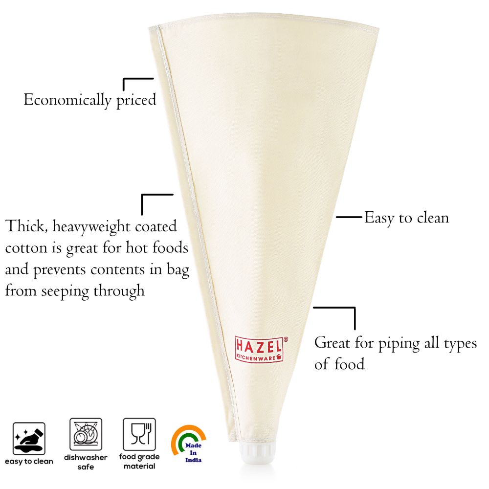 HAZEL Piping Bag For Cake Decorating | Reusable Froasting Bag For Pastry/Cupcake, Big Size 35 cm, White
