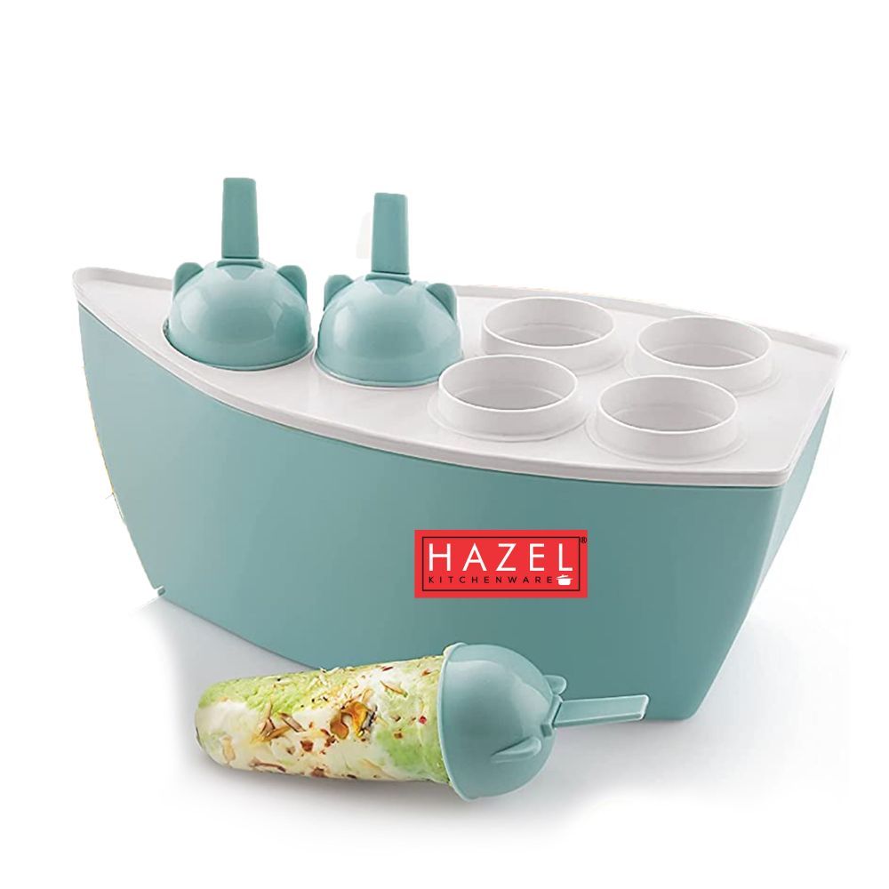 HAZEL Reusable Plastic Homemade Kulfi Molds | Stackable Kulfi Maker, Popsicle Maker and Ice Cream Maker | Freezer Molds for Kulfi Set of 6, Blue