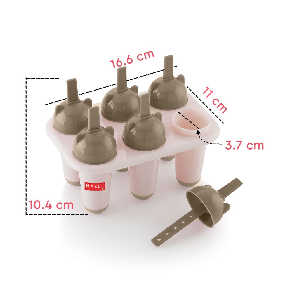 HAZEL Plastic Reusable Kulfi Mould Set of 6 | Kulfi Maker For Children and Adults | Homemade Candy Mould, Popsicle Moulds and Ice Candy Maker | HAZEL Brown