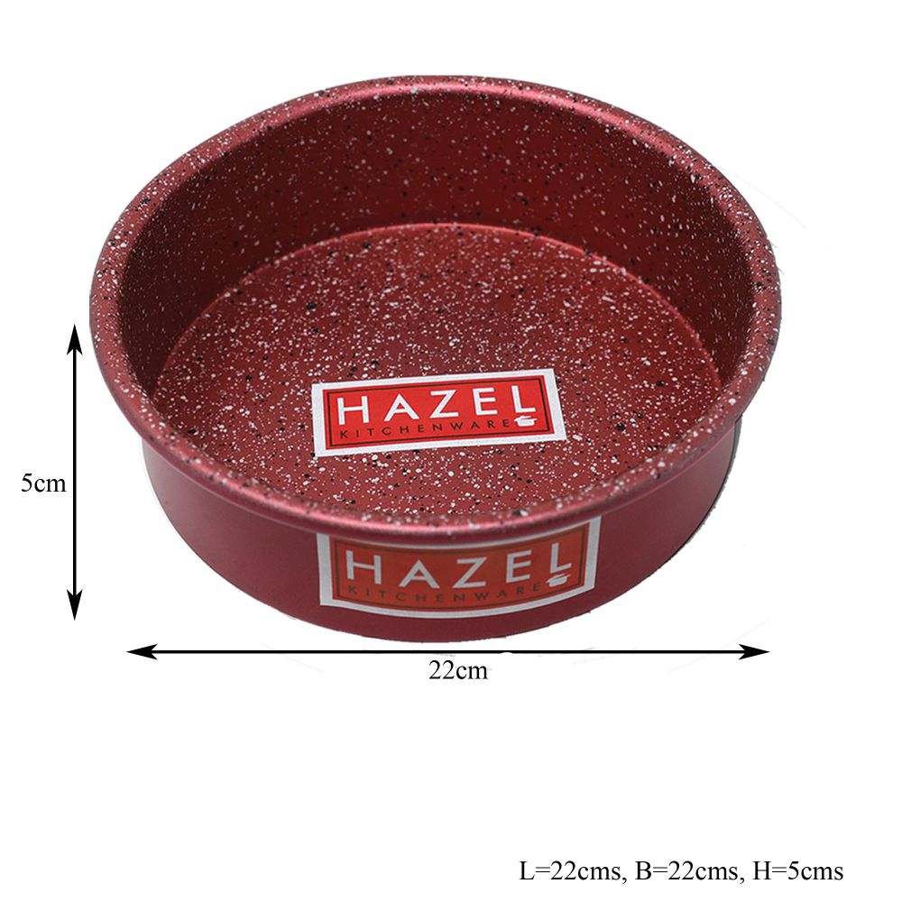 HAZEL Alfa Heavy Gauge Preimium Aluminium Granite Finish Non Stick Microwave Safe Large Round Cake Mould, Red