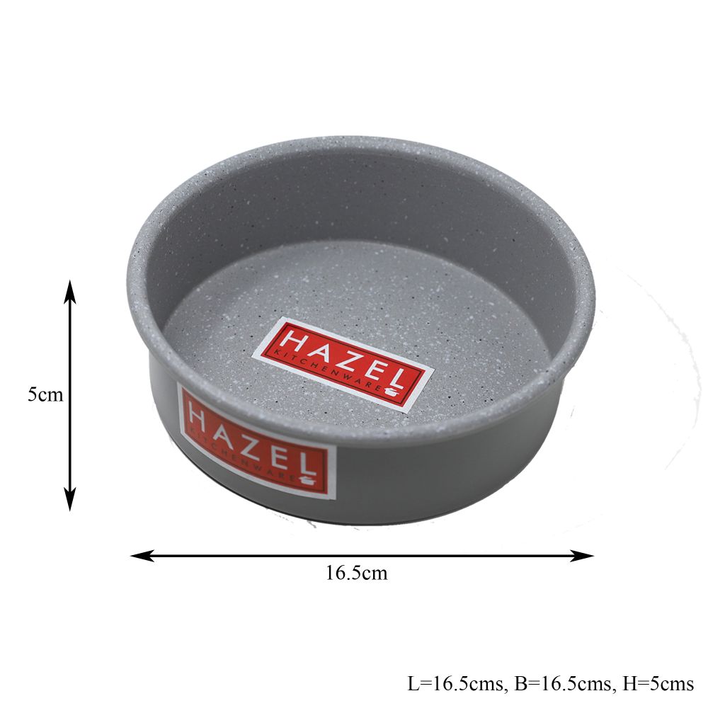 HAZEL Alfa Heavy Gauge Preimium Aluminium Granite Finish Non Stick Microwave Safe Small Round Cake Mould, Grey