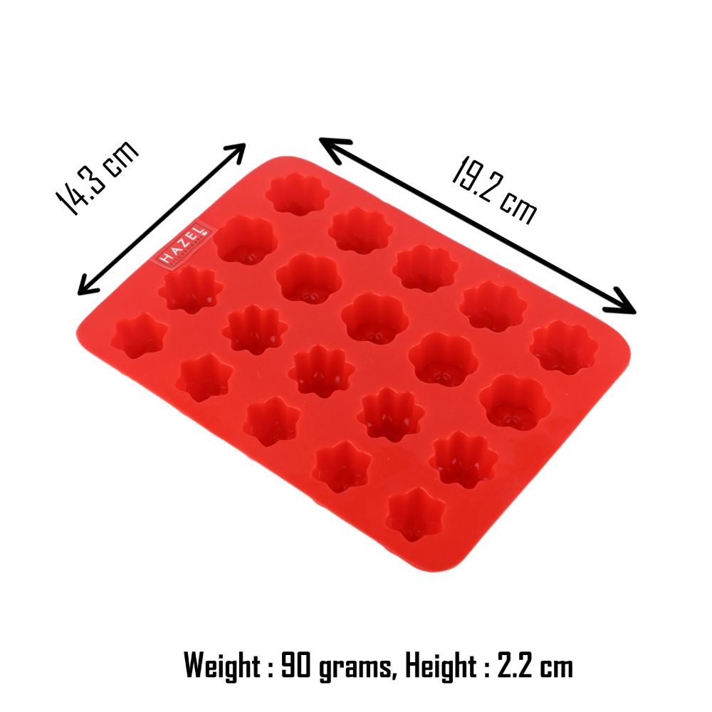 HAZEL Silicone Flower Chocolate Candy Jelly Pudding Dessert Molds Baking Mould, 20 Cavity Slots Oven Safe Food Grade Reusable, Multi Design, Red