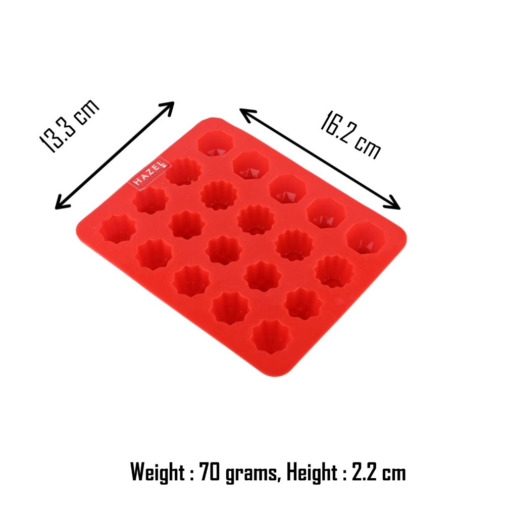 HAZEL Silicone Flower and Round Chocolate 3D DIY Homemade Candy Baking Mould, Oven Safe Food Grade Reusable, Red