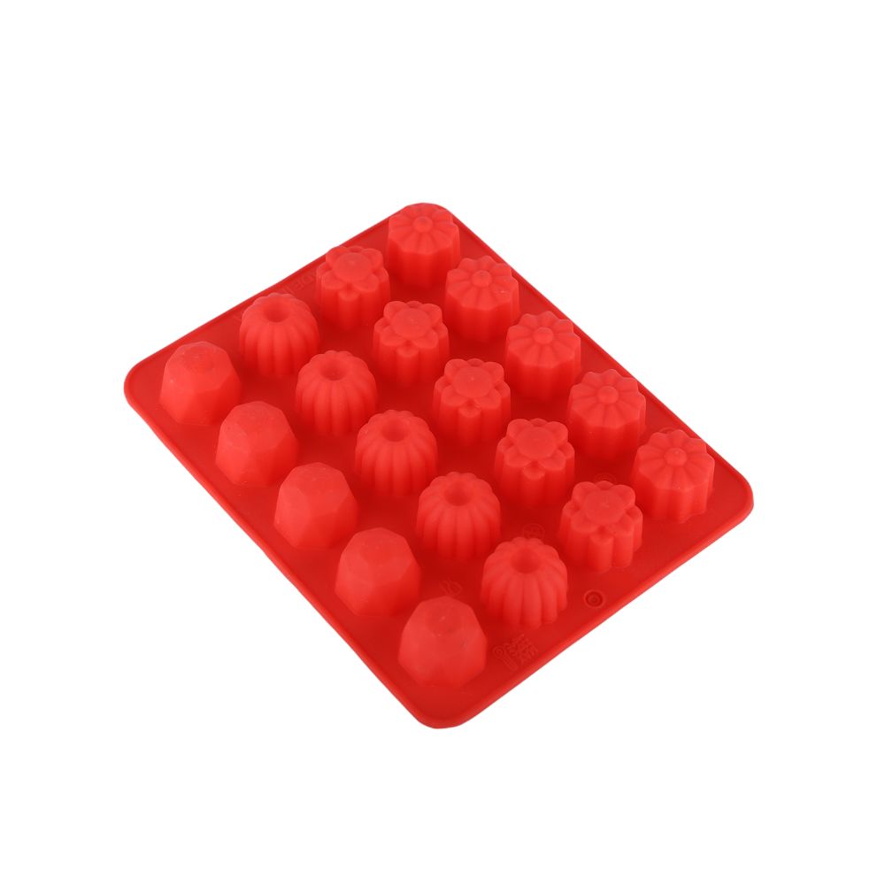 HAZEL Silicone Flower and Round Chocolate 3D DIY Homemade Candy Baking Mould, Oven Safe Food Grade Reusable, Red