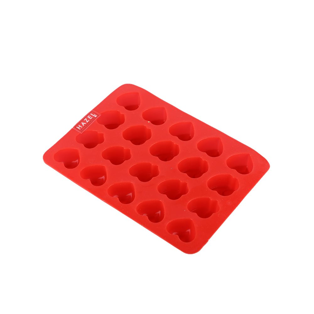 HAZEL Silicone Heart Chocolate Candy 3D DIY Homemade Baking Mould, 20 Cavity Slots Oven Safe Food Grade Reusable, Multi Design, Red