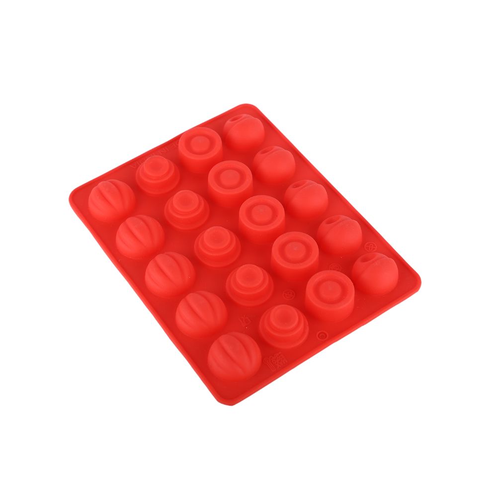 HAZEL Silicone Round Chocolate Ball Dome Shape Candy DIY Homemade Baking Mould, 20 Cavity Slots Oven Safe Reusable, Multi Design, Red