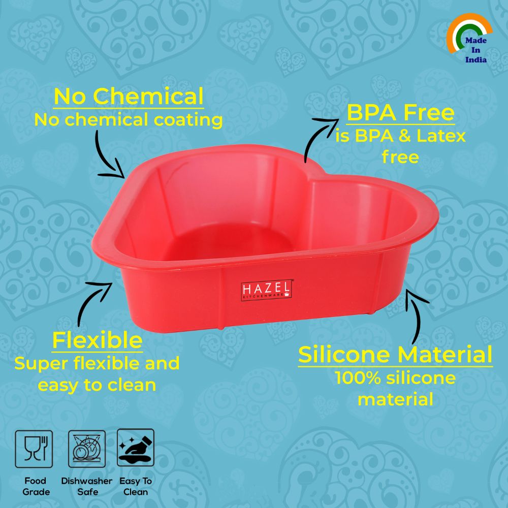 HAZEL Small Silicon Heart Shape Cake Mould 19 cm, 1 Pc, Red