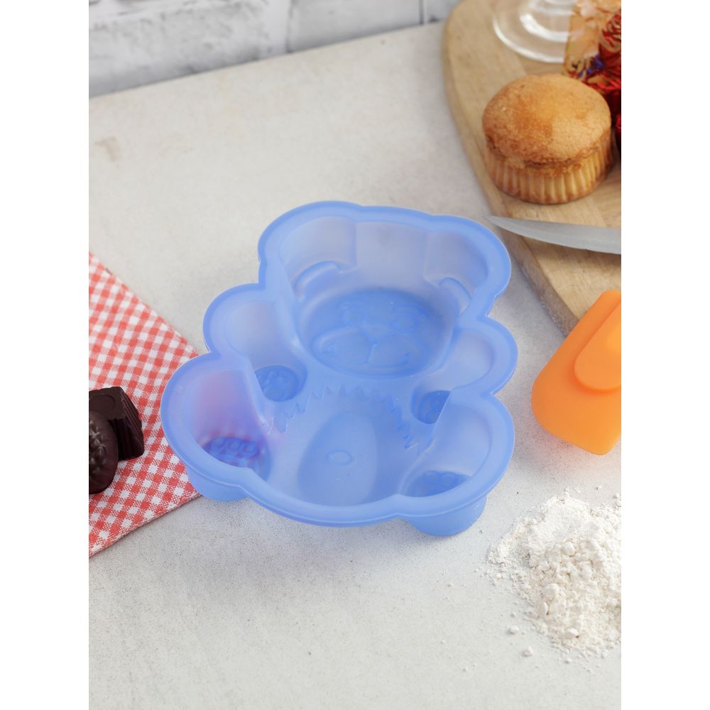 HAZEL Small Silicon Teddy Bear Shape Cake Mould, 18 cm, 1 Pc, Blue