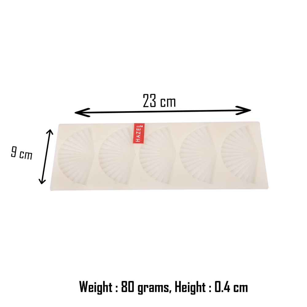 HAZEL Silicone Fondant Cake Garnishing Decorating Tools Mold Flower Floral Kitchen Baking Accessories for 5 Cavity Cake Decoration, Fan Shape, White