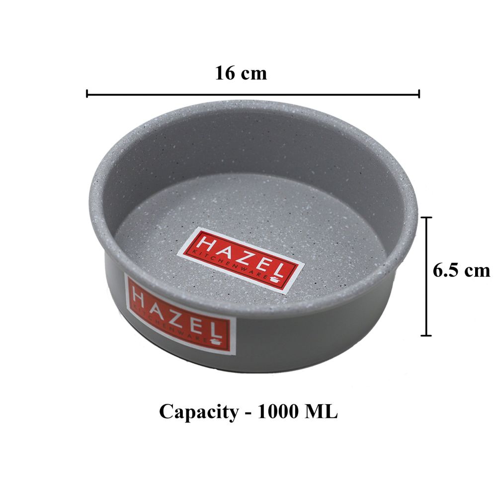 HAZEL Non Stick Cake Mould | Aluminium Cake Moulds for Baking | Round Shape Cake Tin | Diameter Size - 6 Inches, Depth - 2.5 Inch, Grey