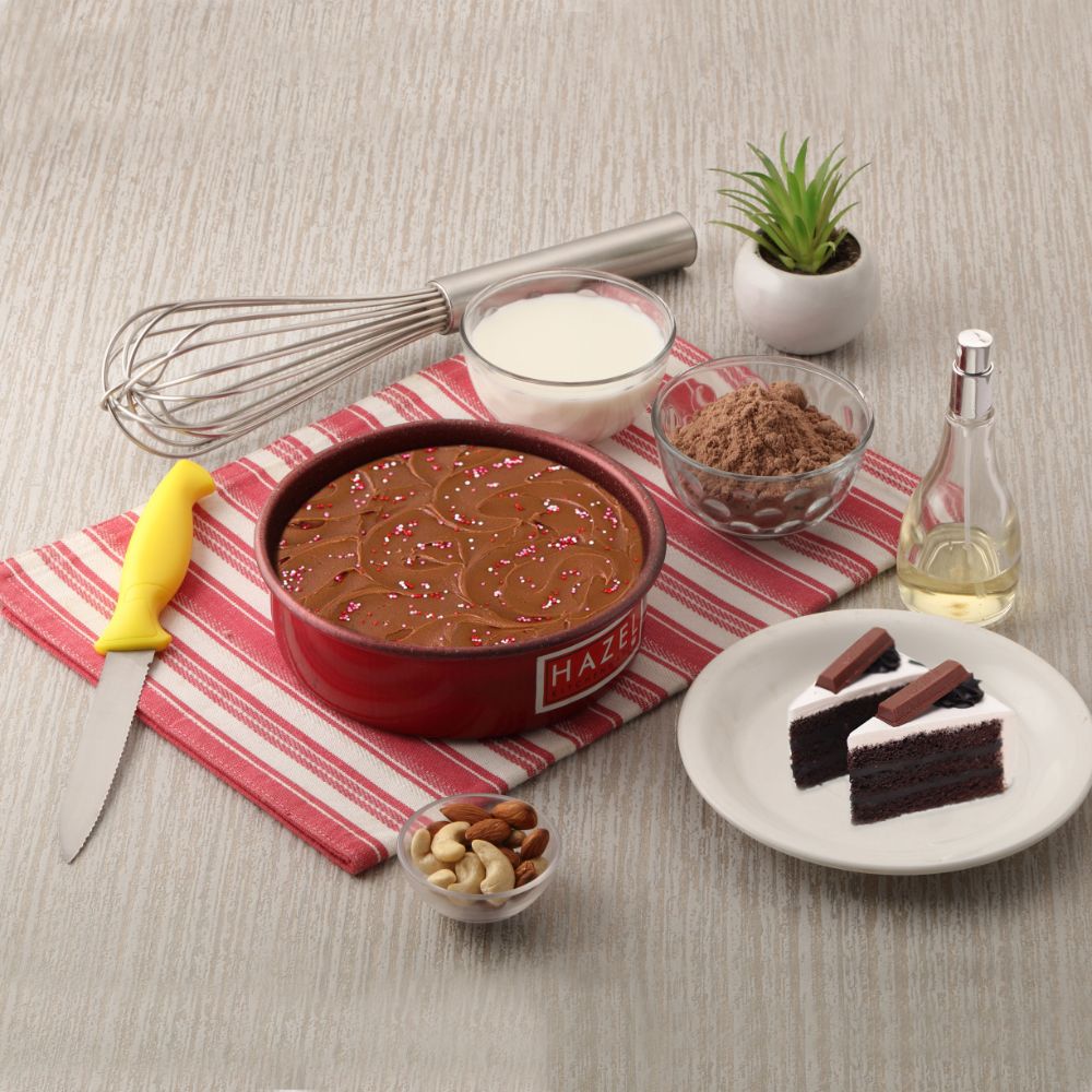 HAZEL Non Stick Cake Mould | Aluminium Cake Moulds for Baking | Round Shape Cake Tin | Diameter Size - 6 Inches, Depth - 2.5 Inch, Red