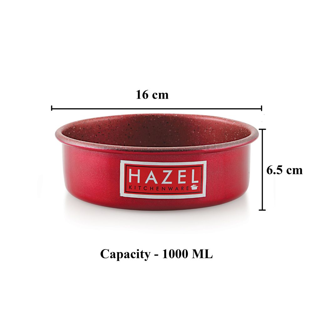 HAZEL Non Stick Cake Mould | Aluminium Cake Moulds for Baking | Round Shape Cake Tin | Diameter Size - 6 Inches, Depth - 2.5 Inch, Red