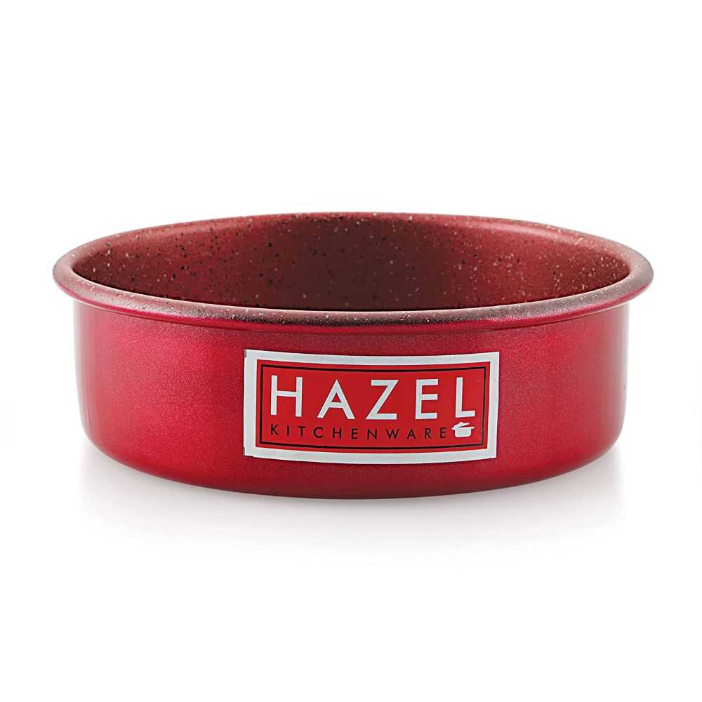 HAZEL Non Stick Cake Mould | Aluminium Cake Moulds for Baking | Round Shape Cake Tin | Diameter Size - 6 Inches, Depth - 2.5 Inch, Red