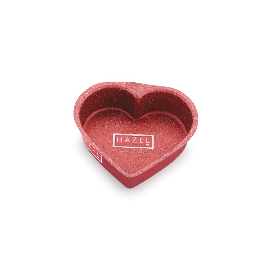 HAZEL Cake Mould Non Stick Mold Heavy Gauge Heart Baking Pans 1/2kg Aluminized Steel 500 gm For Microwave Oven OTG Baking Pan, Red