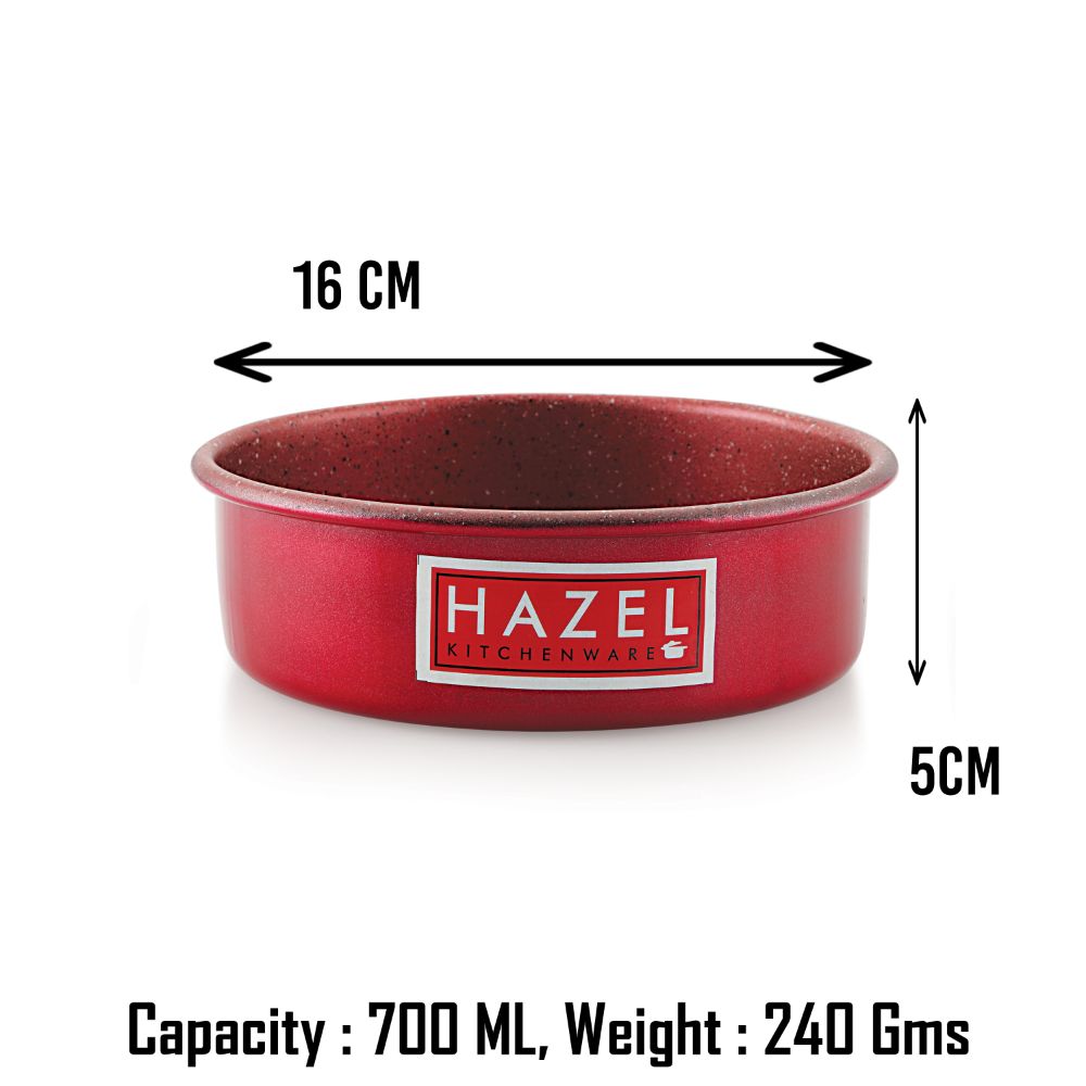 HAZEL Cake Mould Non Stick Mold Heavy Gauge Round 1/2kg Aluminized Steel 500 gm For Microwave Oven OTG Baking Pan, Red
