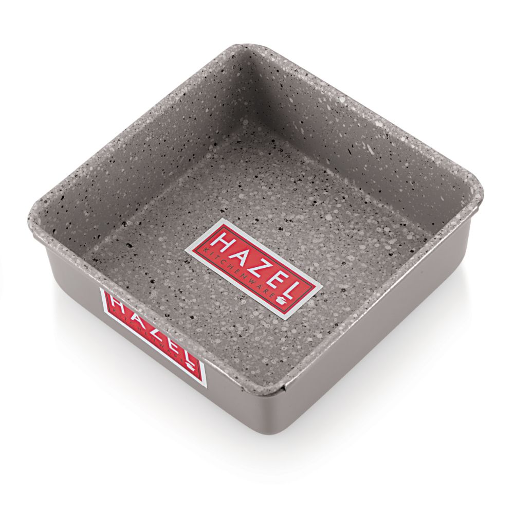 HAZEL Cake Mould Non Stick Mold Heavy Gauge Square 1/2kg Aluminized Steel 500 gm For Microwave Oven OTG Baking Pan, Grey