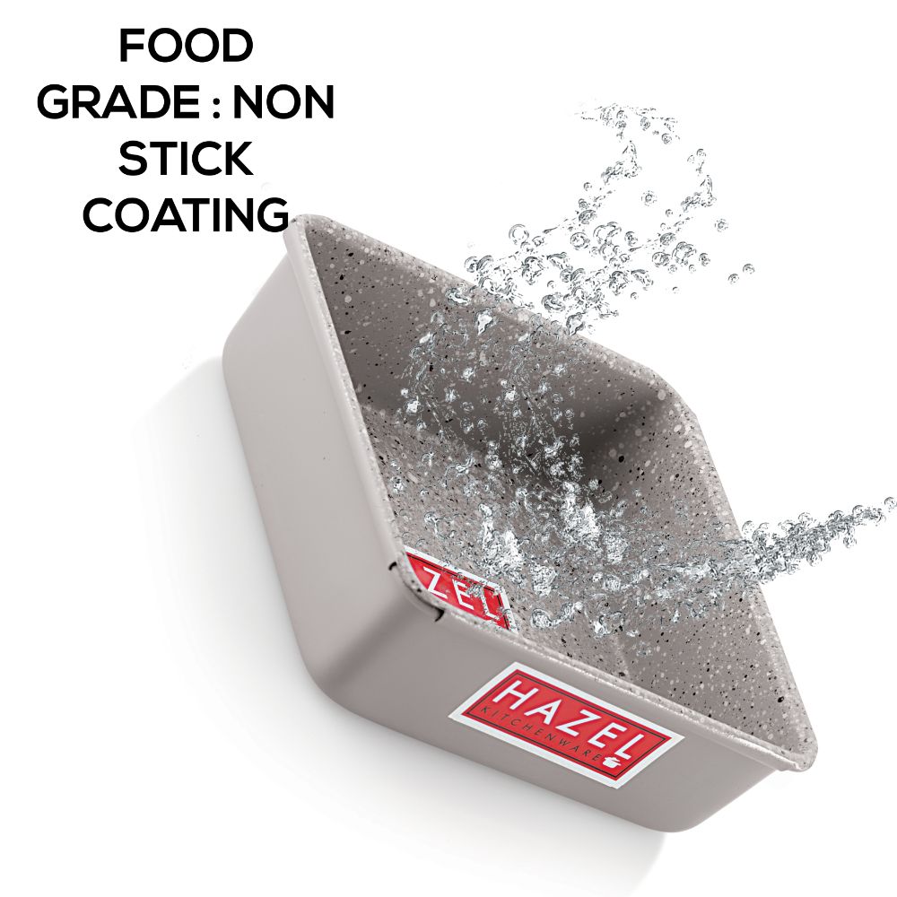 HAZEL Cake Mould Non Stick Mold Heavy Gauge Square 1/2kg Aluminized Steel 500 gm For Microwave Oven OTG Baking Pan, Grey