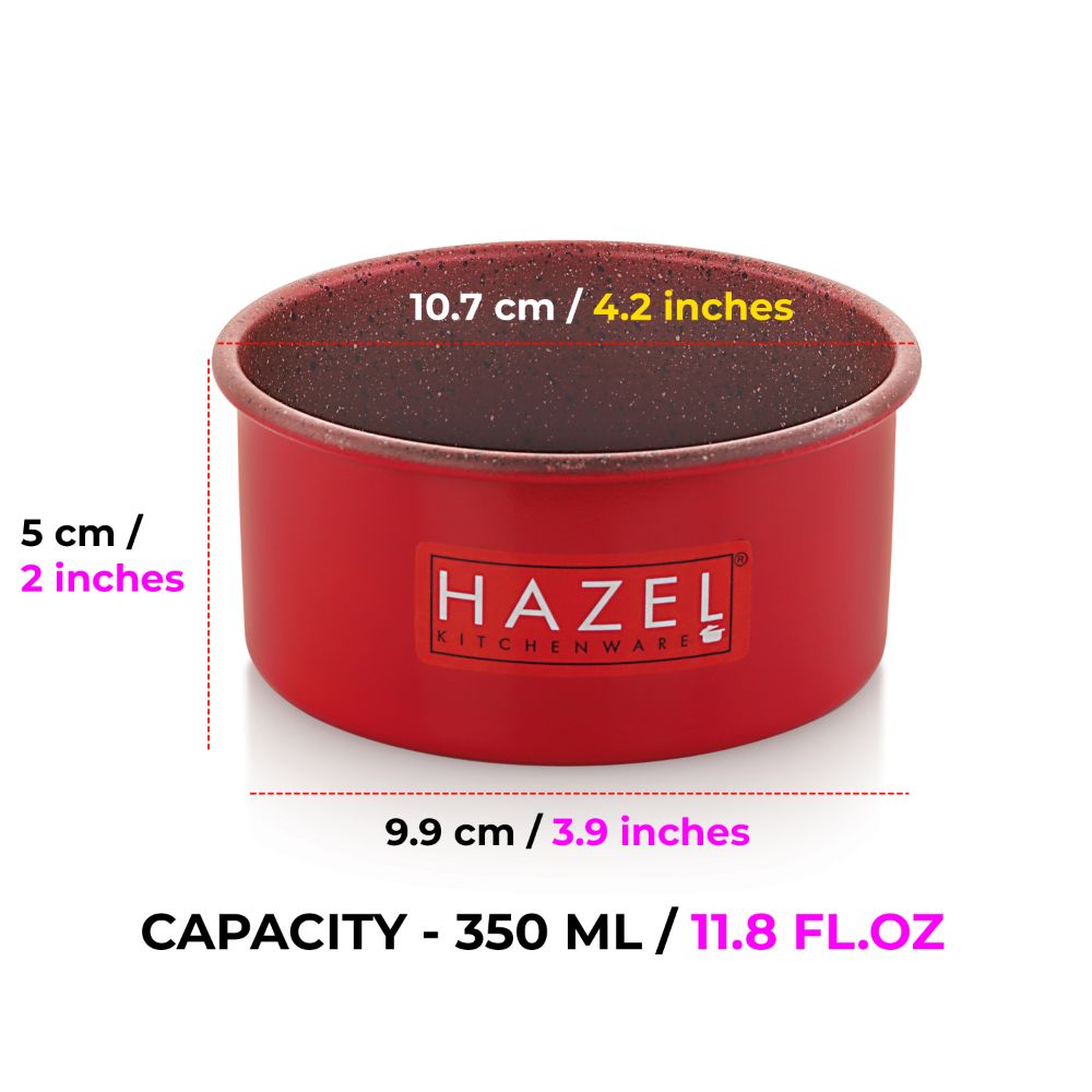 HAZEL Cake Mould for Baking for Small Cake | 4 Inch Cake Tin Non Stick Easy release With Granite Finish | Microwave Safe Small Cake Pan, Red (For 200 gram cake)