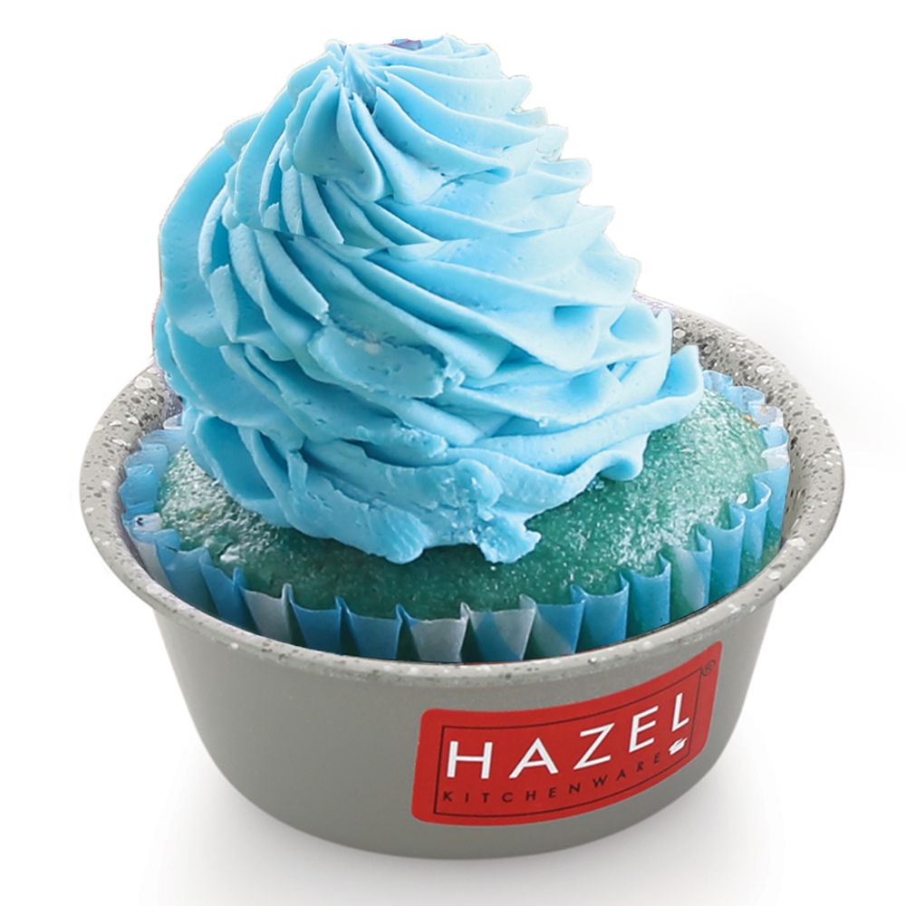 HAZEL Cupcake Mould for Baking Cup cake | Non Stick Muffin Moulds for Baking Homemade Muffin with Granite Finish | Microwave Safe Mini Cupcake Mould Set of 1, Grey