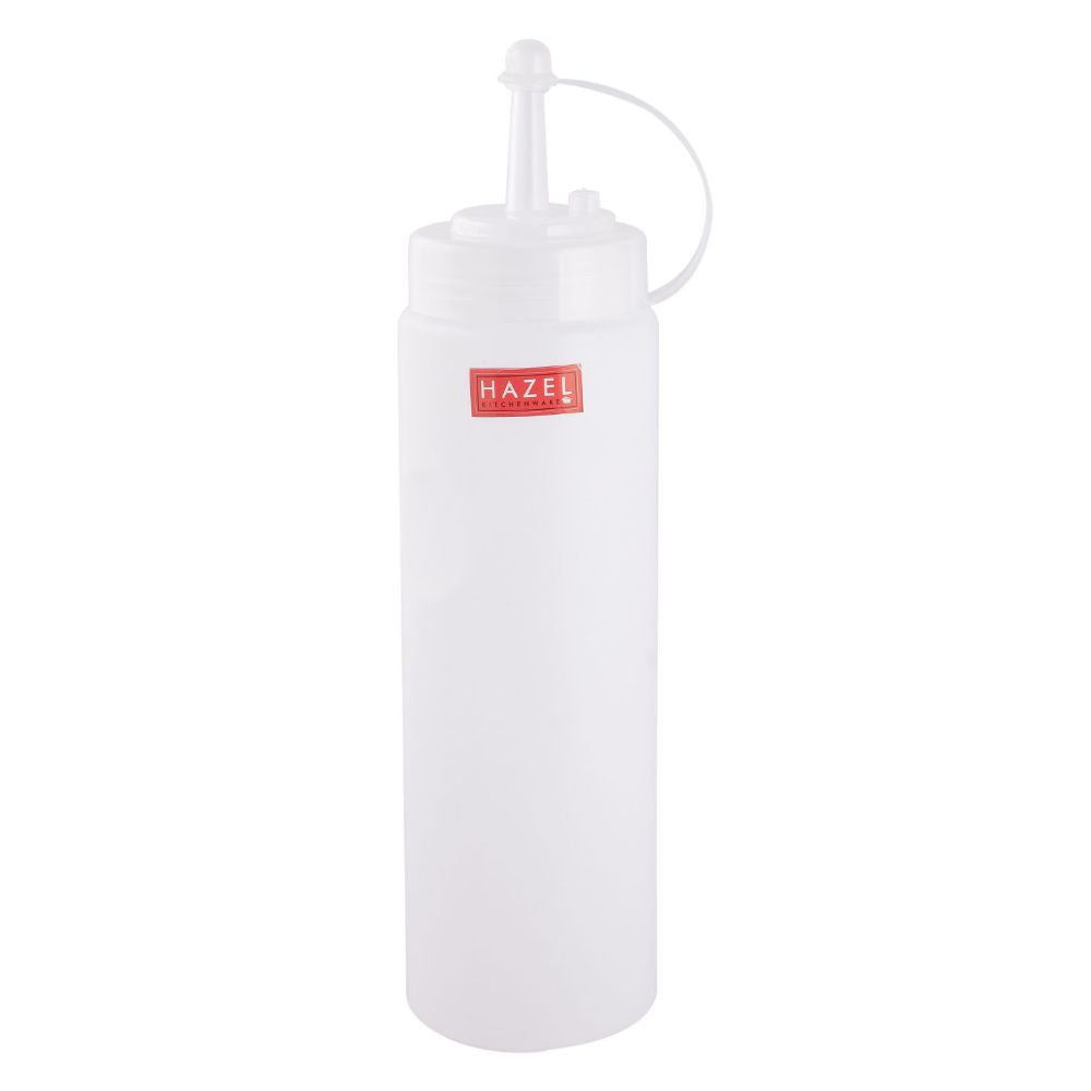 HAZEL Squeeze Bottle With Cap |Sauce Bottle Plastic Food Grade | Tomato Sauce Bottle For Restaurants, Cafeterias, Food Trucks, Picnics, 760 ML, Transparent