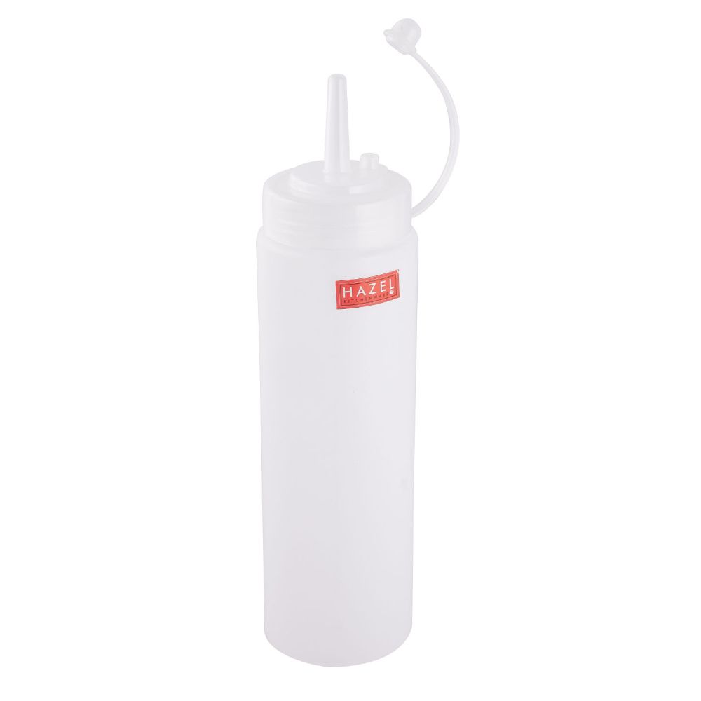 HAZEL Squeeze Bottle With Cap |Sauce Bottle Plastic Food Grade | Tomato Sauce Bottle For Restaurants, Cafeterias, Food Trucks, Picnics, 760 ML, Transparent
