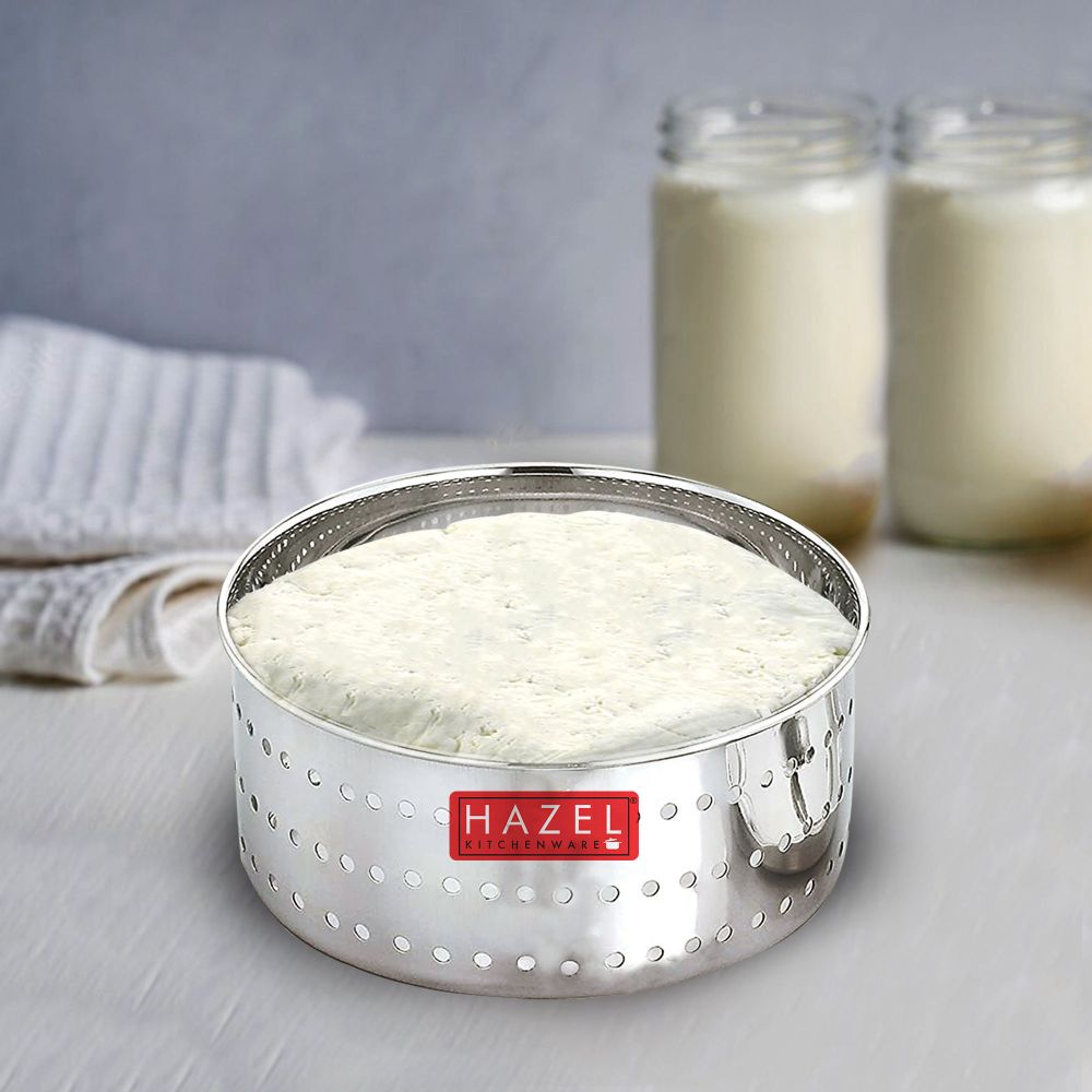 HAZEL Paneer Maker for Home | Stainless Steel Round Shape Paneer Mould | Tofu / Paneer Maker Mould Press, Mini Size