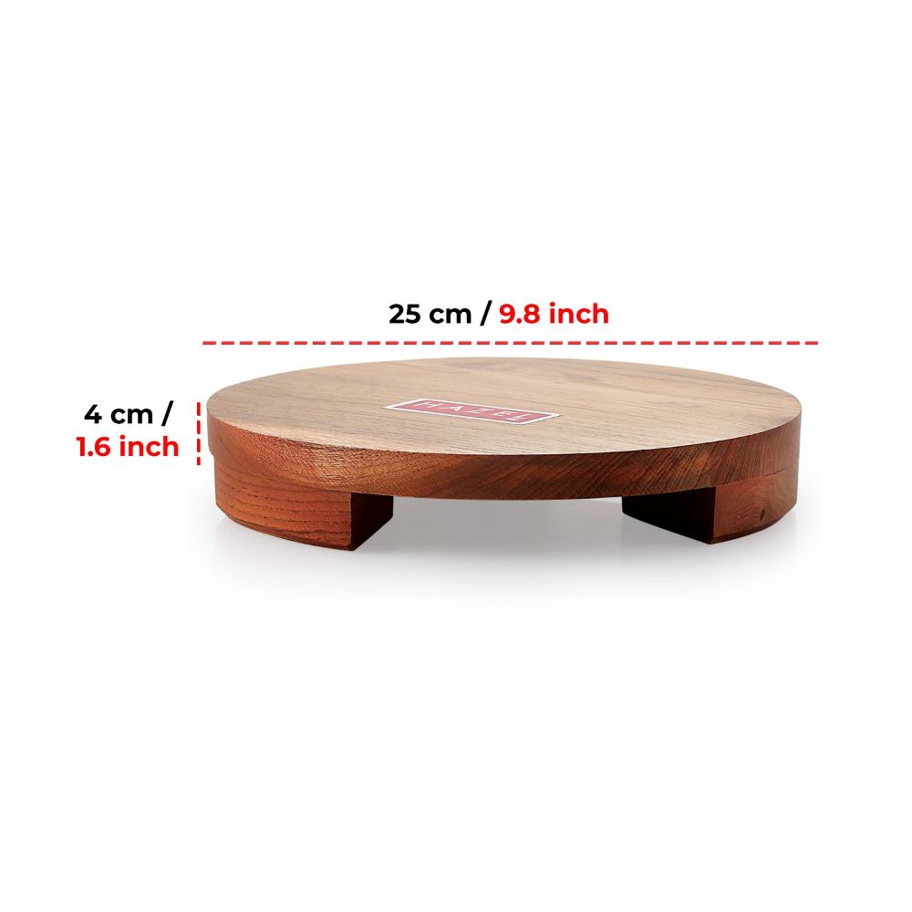 HAZEL wooden plopat Sagwan Chakla, 24 cm, Brown, 1 pc