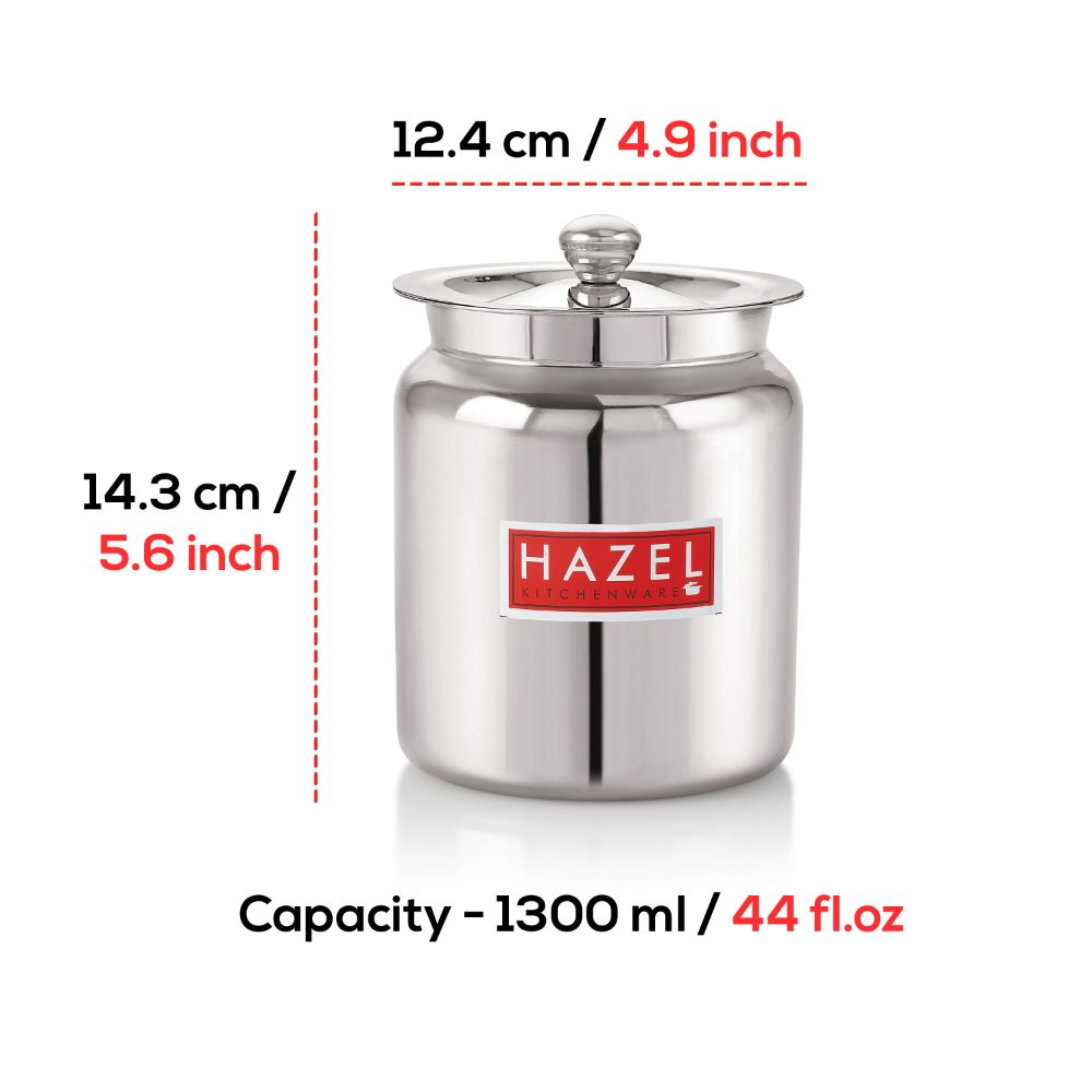 HAZEL Stainless Steel Oil / Ghee Storage Container, 1.5 Litre, Silver