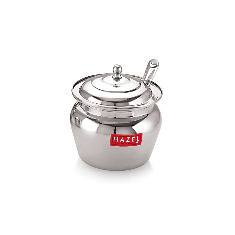 HAZEL Stainless Steel Oil & Ghee Container with Lid | Ghee Dispenser with Spoon