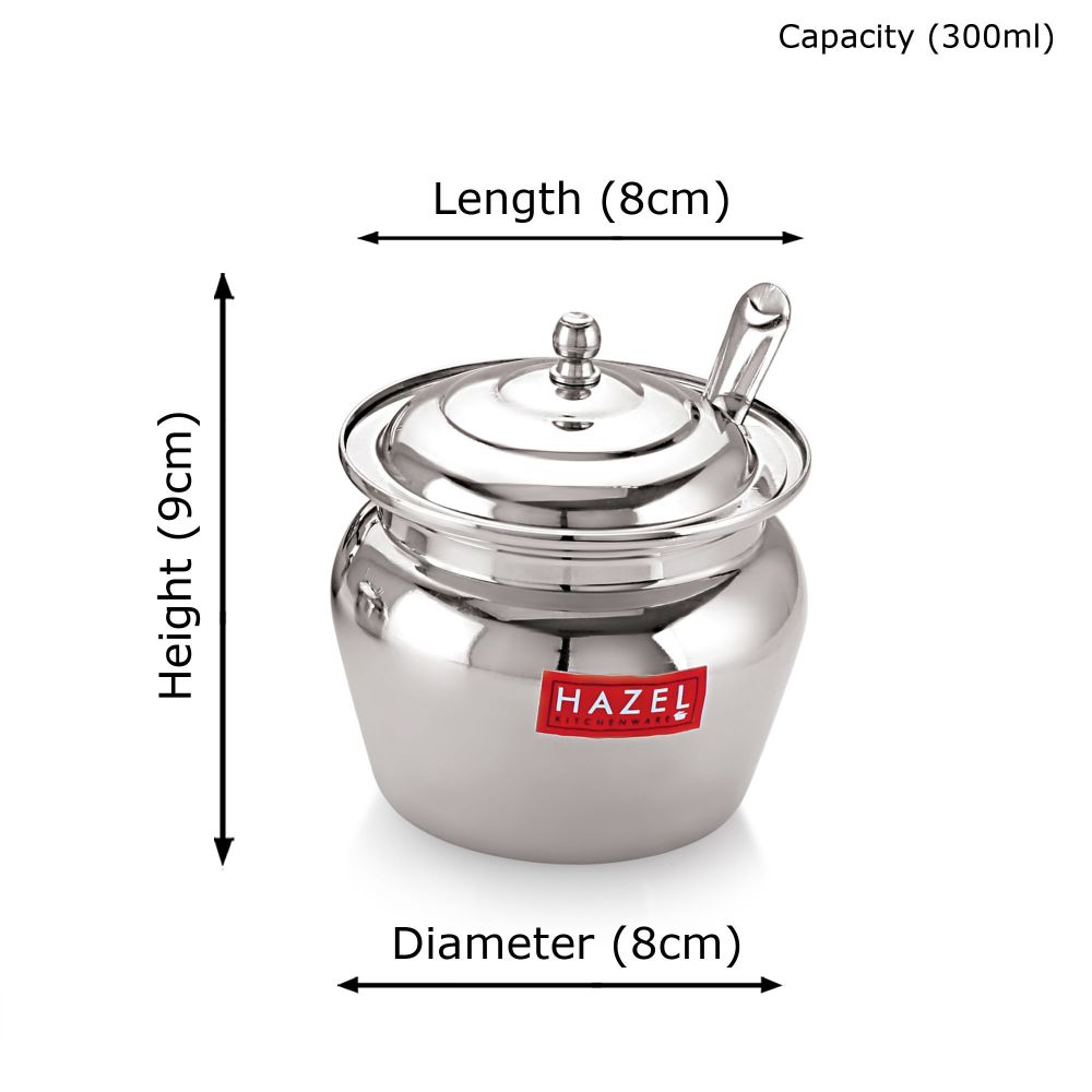 HAZEL Stainless Steel Oil & Ghee Container with Lid | Ghee Dispenser with Spoon