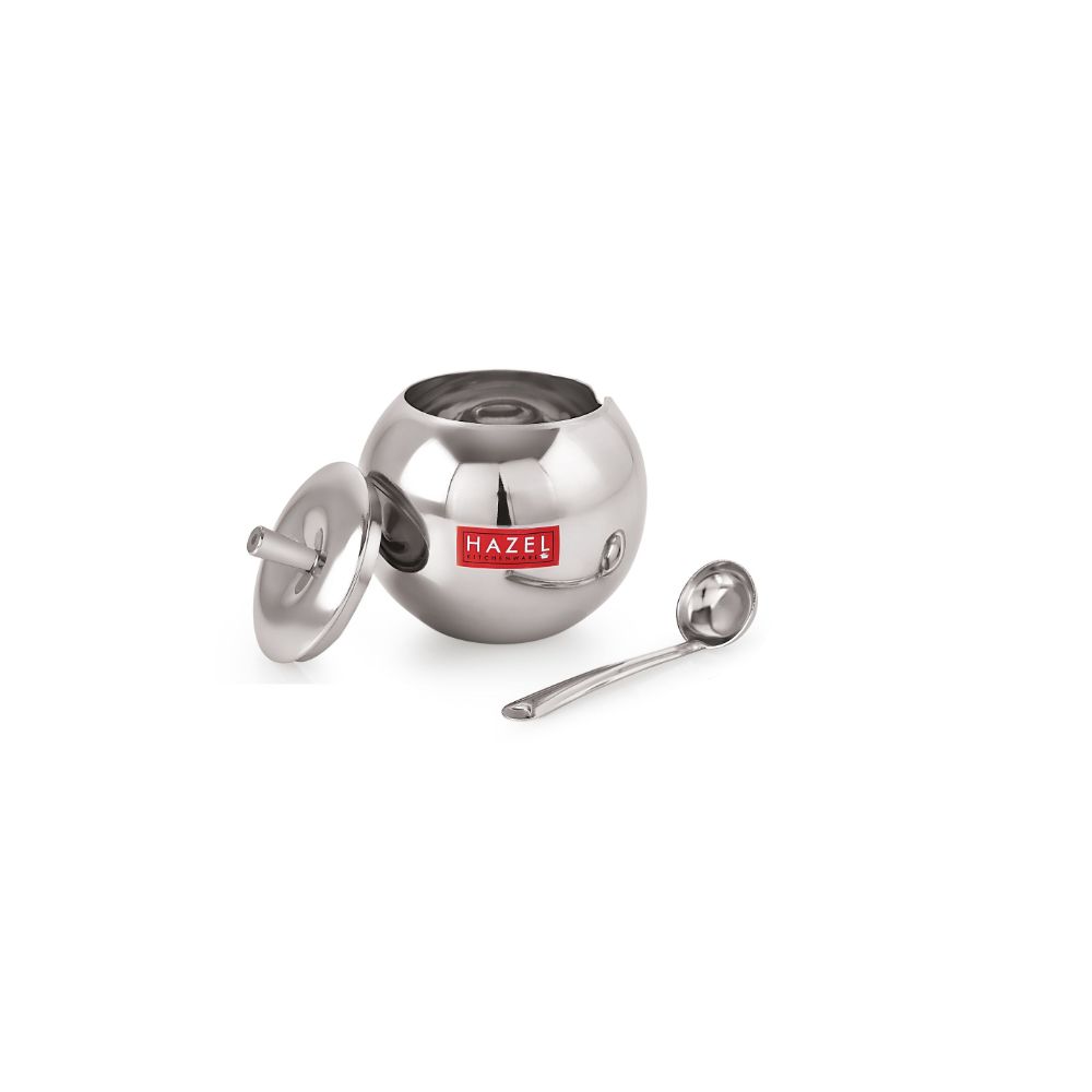 HAZEL Stainless Steel Oil Dispenser with Lid | Oil Ghee Dani with Spoon