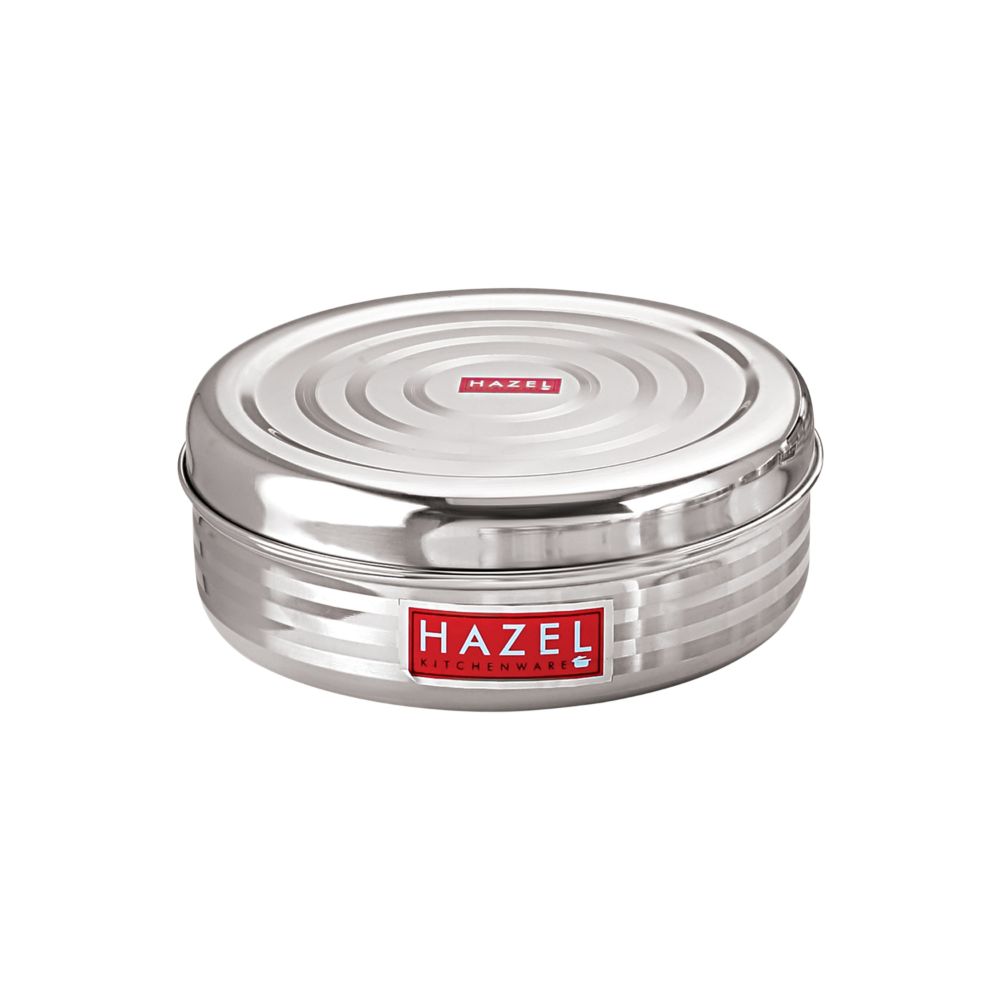 HAZEL Steel Container For Kitchen | Round Stainless Steel Big Container | Steel Storage Containers For Kitchen | Steel Dabba of Capacity 1150 ml