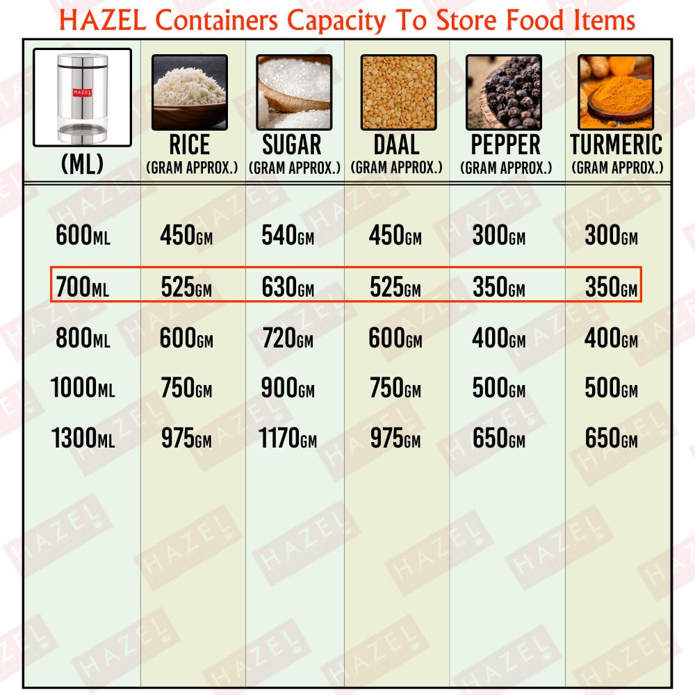 HAZEL Stainless Steel Masala Container | Steel Container For Kitchen Storage Set | Multipurpose Storage Box for Kitchen I, 700 ML