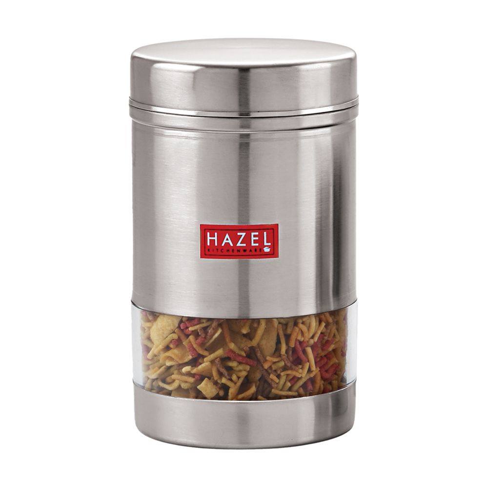 HAZEL Stainless Steel Kitchen Container | Transparent Kitchen Container Set with Matt Finish | Multipurpose Container for Kitchen Storage | 1 Pc, 1700 ml