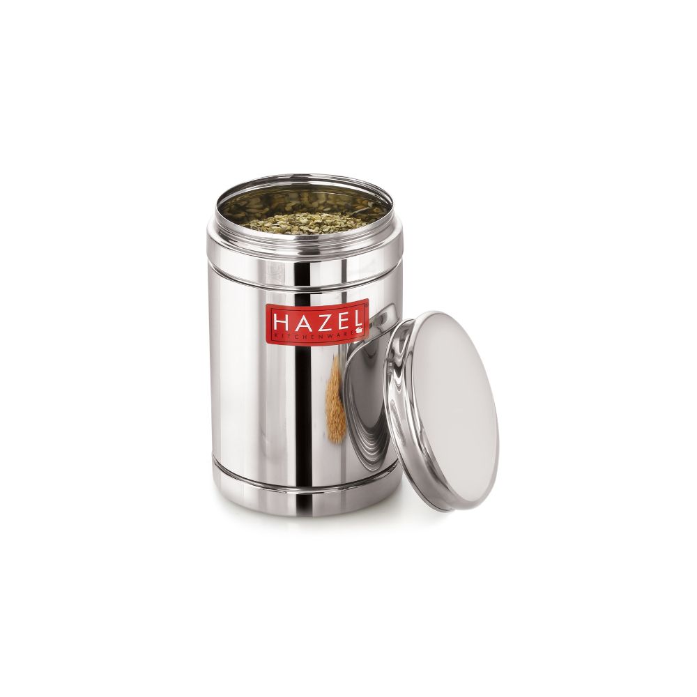 HAZEL Stainless Steel Airtight Container | 1800 ml Steel Storage Box For Kitchen | Steel Container Jar For Kitchen Storage | Ideal For Storing Rice, Cereal, Pulse, Snacks