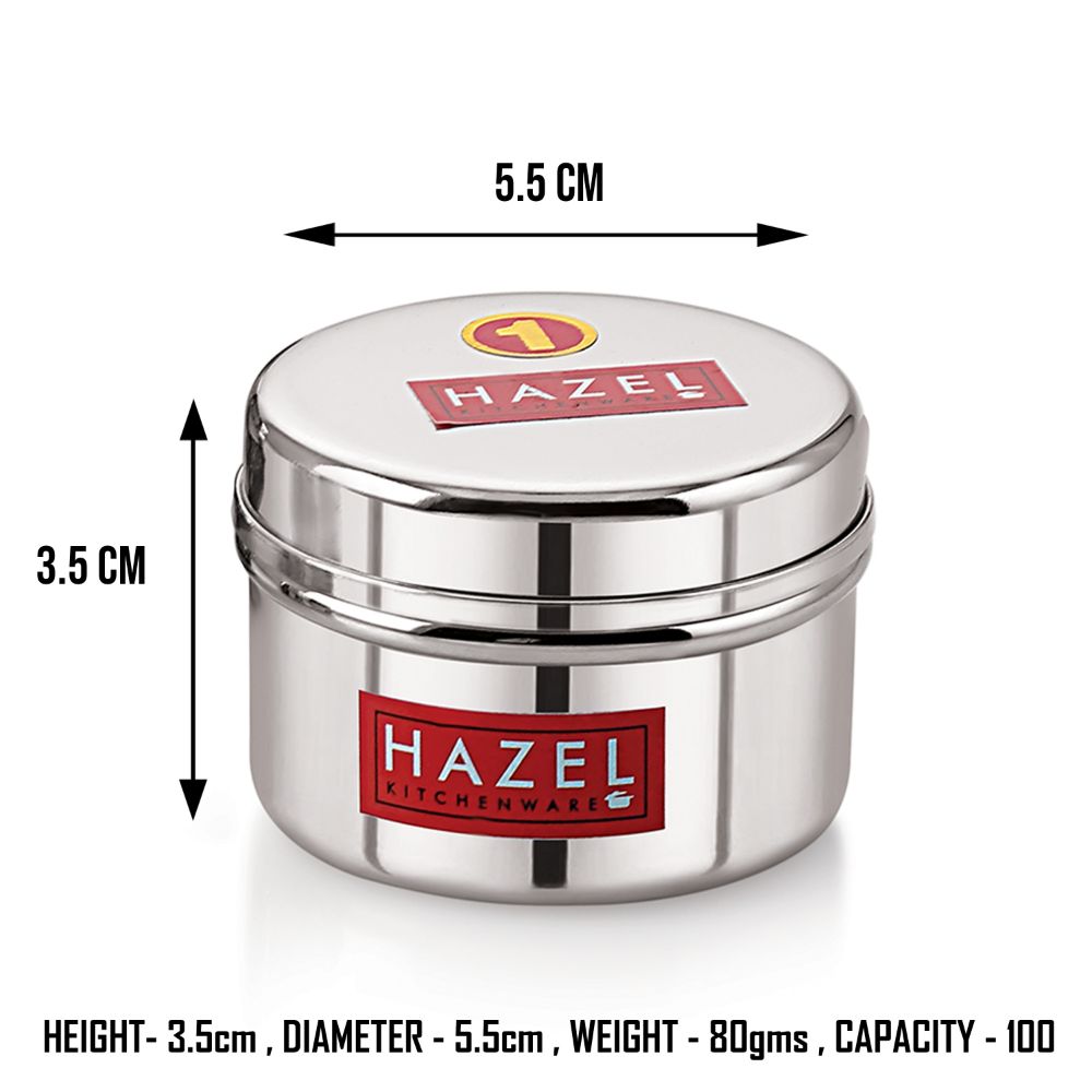 HAZEL Stainless Steel Kitchen Containers Set of 3 with Glossy Finish & Airtight Lid