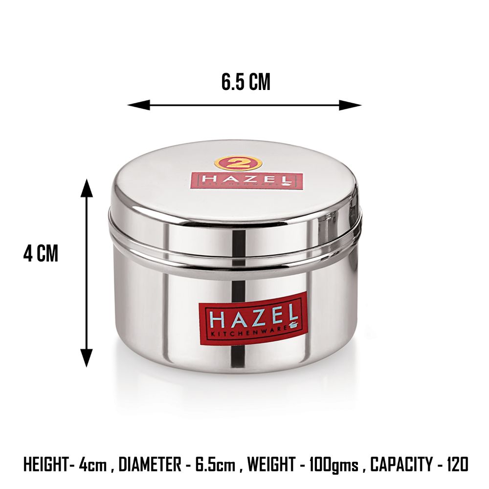 HAZEL Stainless Steel Kitchen Containers Set of 3 with Glossy Finish & Airtight Lid