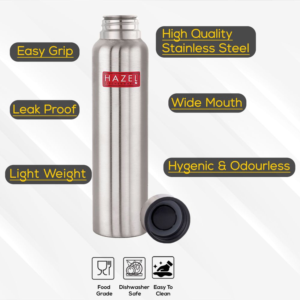 HAZEL Stainlesss Steel Water Bottle For Office | School | Trekking | Hiking | Travel, 1 Piece