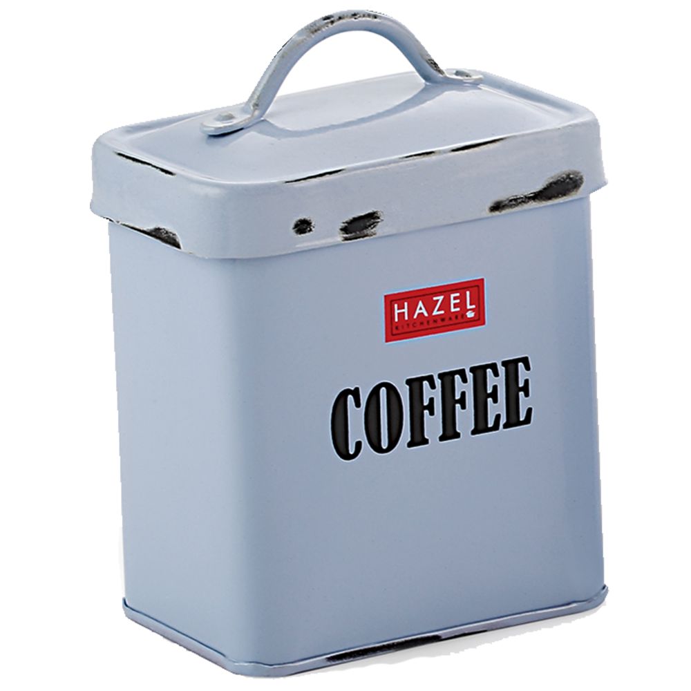 HAZEL Antique Rectangle Coffee Storage Canister Container With Handle, 1150ML, Blue