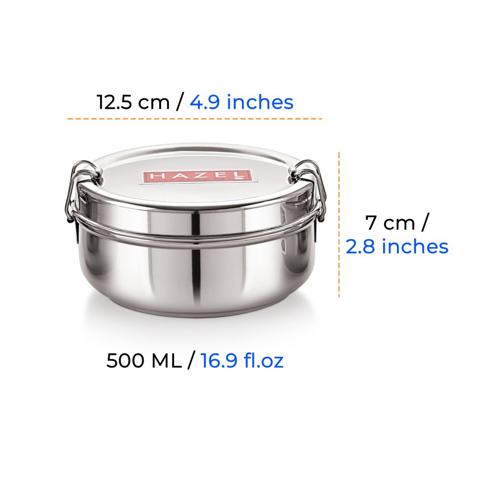 HAZEL Tiffin Box for Office With Airtight lid | Stainless Steel Lunch Box