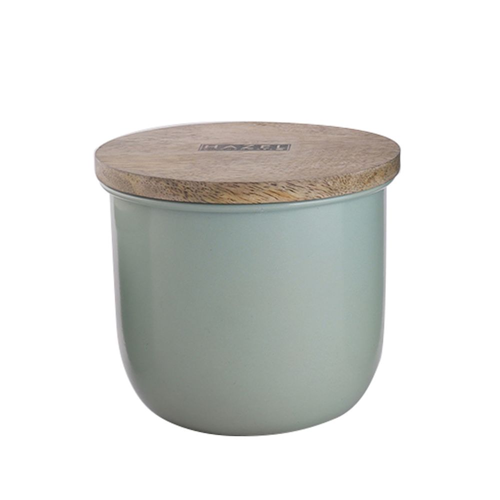 HAZEL Airtight Container for Kitchen | Tea Coffee Sugar Containers |Food Grade Storage Box For Kitchen with Wooden Lid, 700 ML, Green