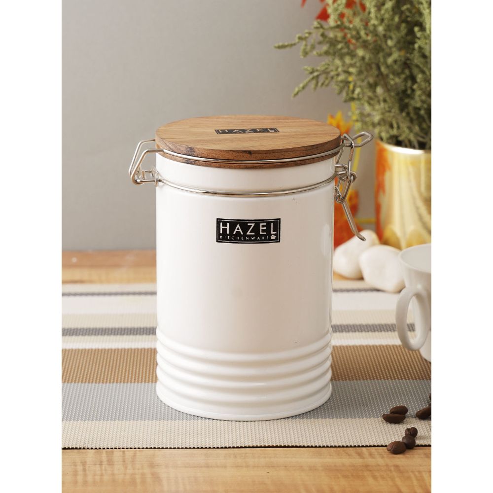 HAZEL Tea Coffee Sugar Container | Colorful Kitchen Containers | Small Container For Kitchen | Food Grade Storage Box For Kitchen, 1110 ML, White