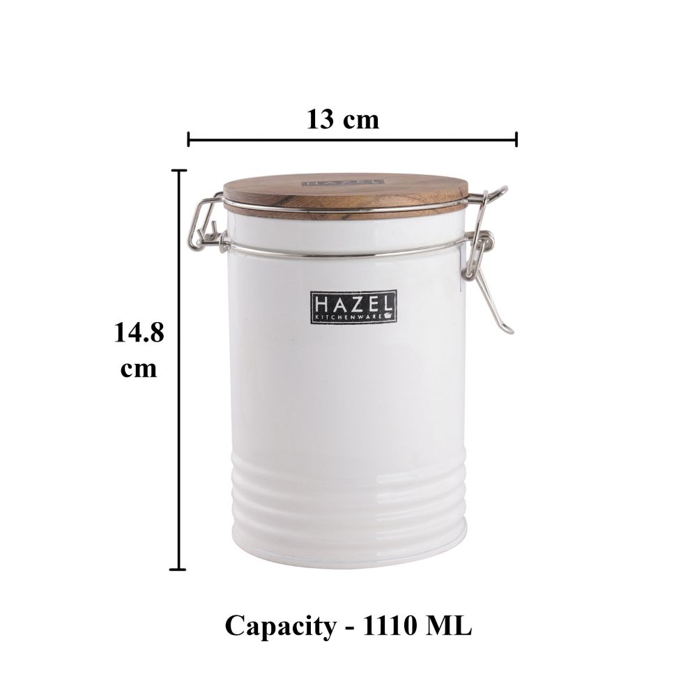 HAZEL Tea Coffee Sugar Container | Colorful Kitchen Containers | Small Container For Kitchen | Food Grade Storage Box For Kitchen, 1110 ML, White