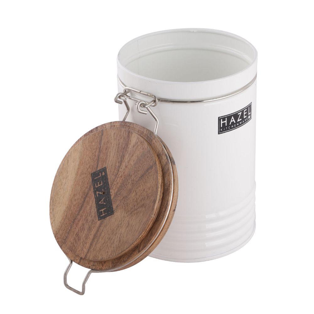 HAZEL Tea Coffee Sugar Container | Colorful Kitchen Containers | Small Container For Kitchen | Food Grade Storage Box For Kitchen, 1110 ML, White