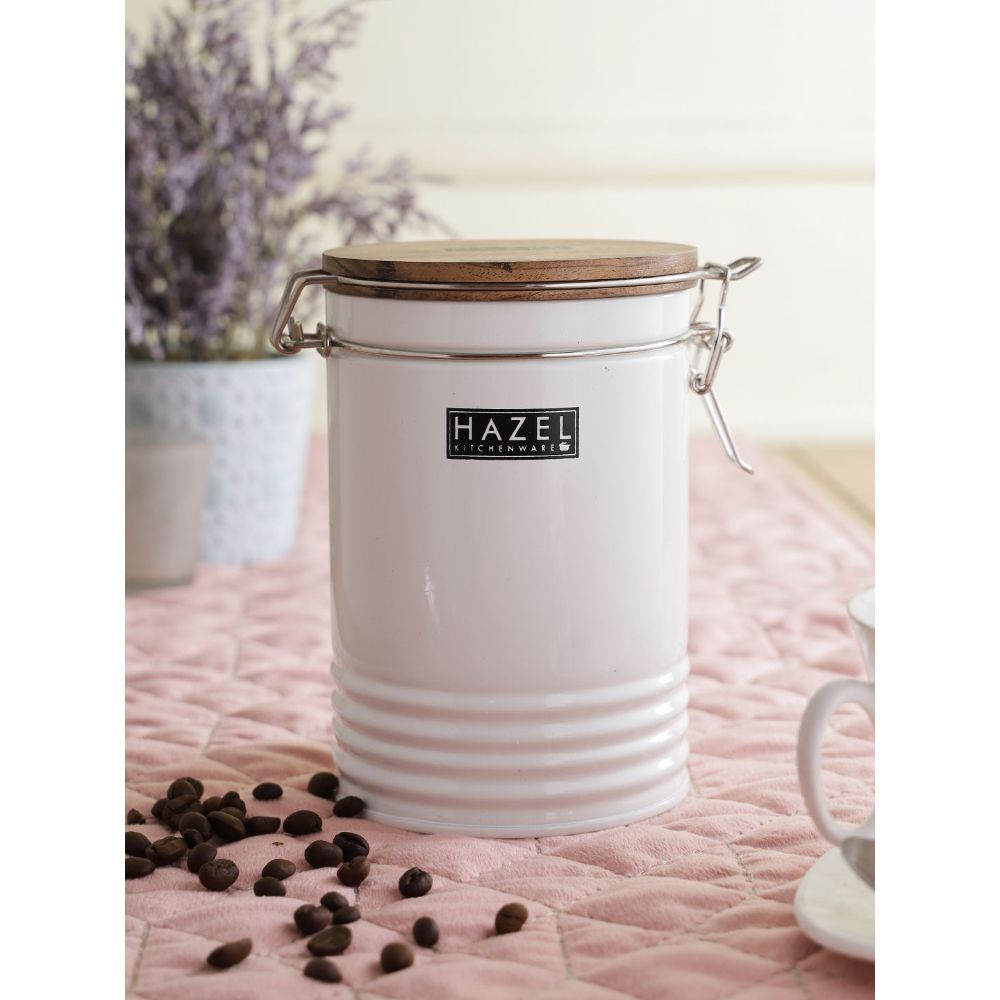 HAZEL Tea Coffee Sugar Container | Colorful Kitchen Containers | Small Container For Kitchen | Food Grade Storage Box For Kitchen, 1110 ML, White