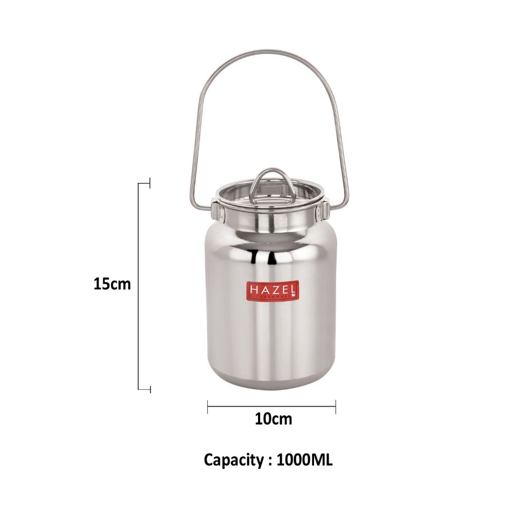 HAZEL Stainless Steel Oil & Ghee Container with Lid, 1000 ml